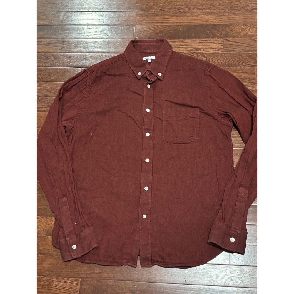 Steven Alan Mens Burgundy Herringbone Cotton Button Down Shirt Made in USA M